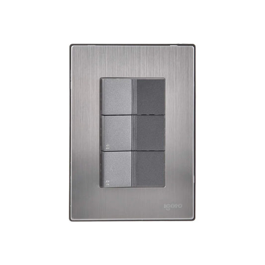 Placa 3 apagadores escalera inoxidable oxford Igoto INOX2021