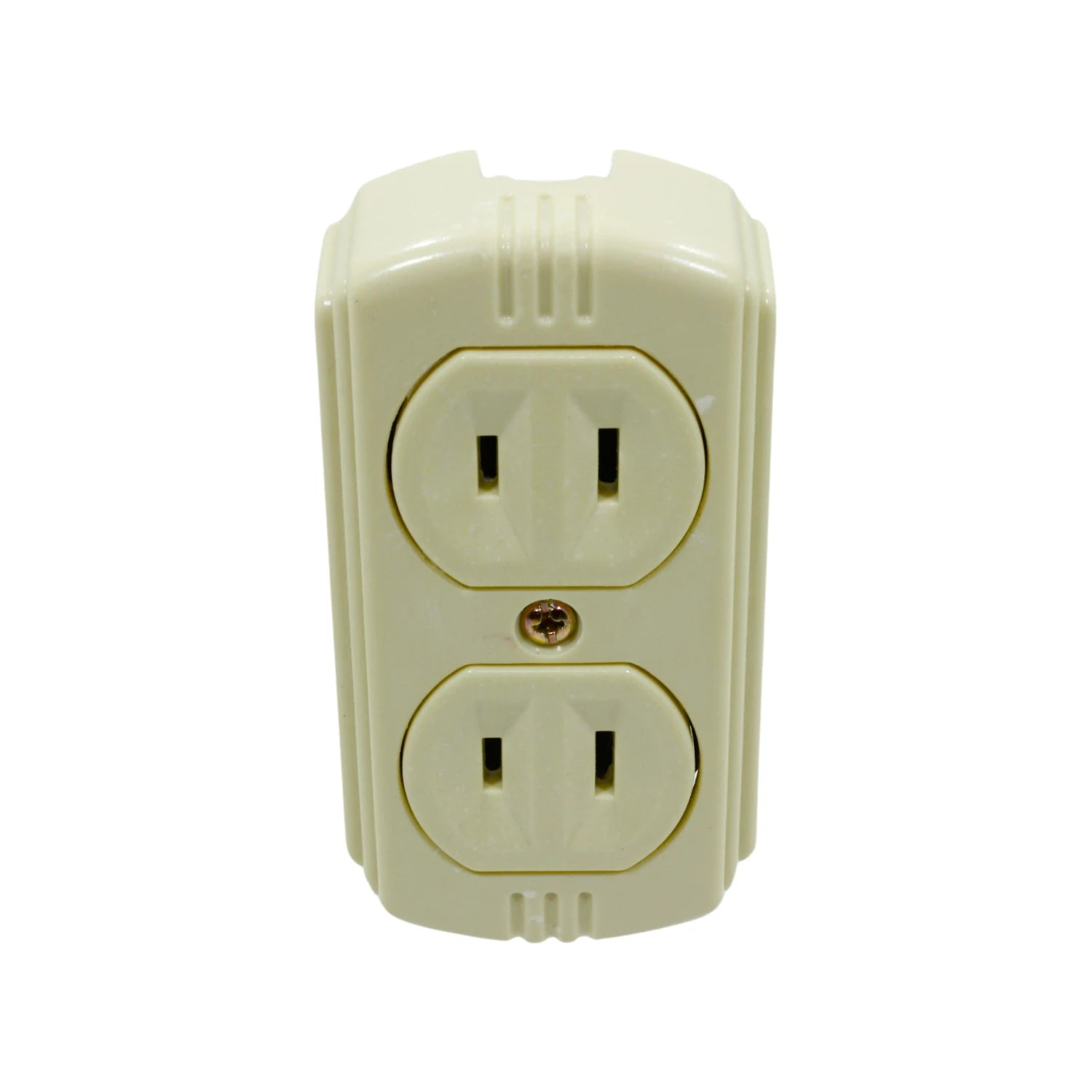 Contacto doble polarizado de sobreponer color crema para instalaciones eléctricas