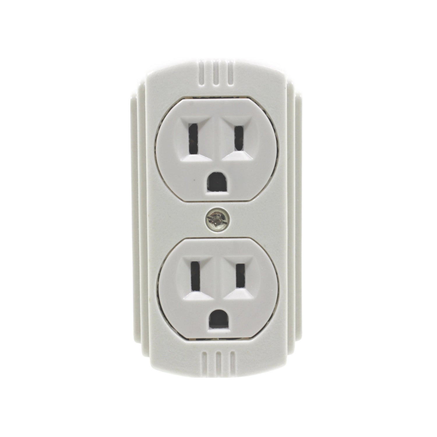 Contacto doble aterrizado blanco, tomacorriente eléctrico estándar para pared