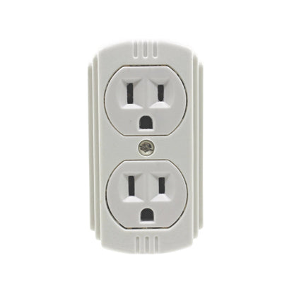 Contacto doble aterrizado blanco, tomacorriente eléctrico estándar para pared