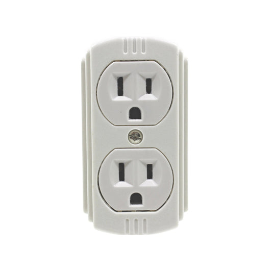 Contacto doble aterrizado blanco, tomacorriente eléctrico estándar para pared