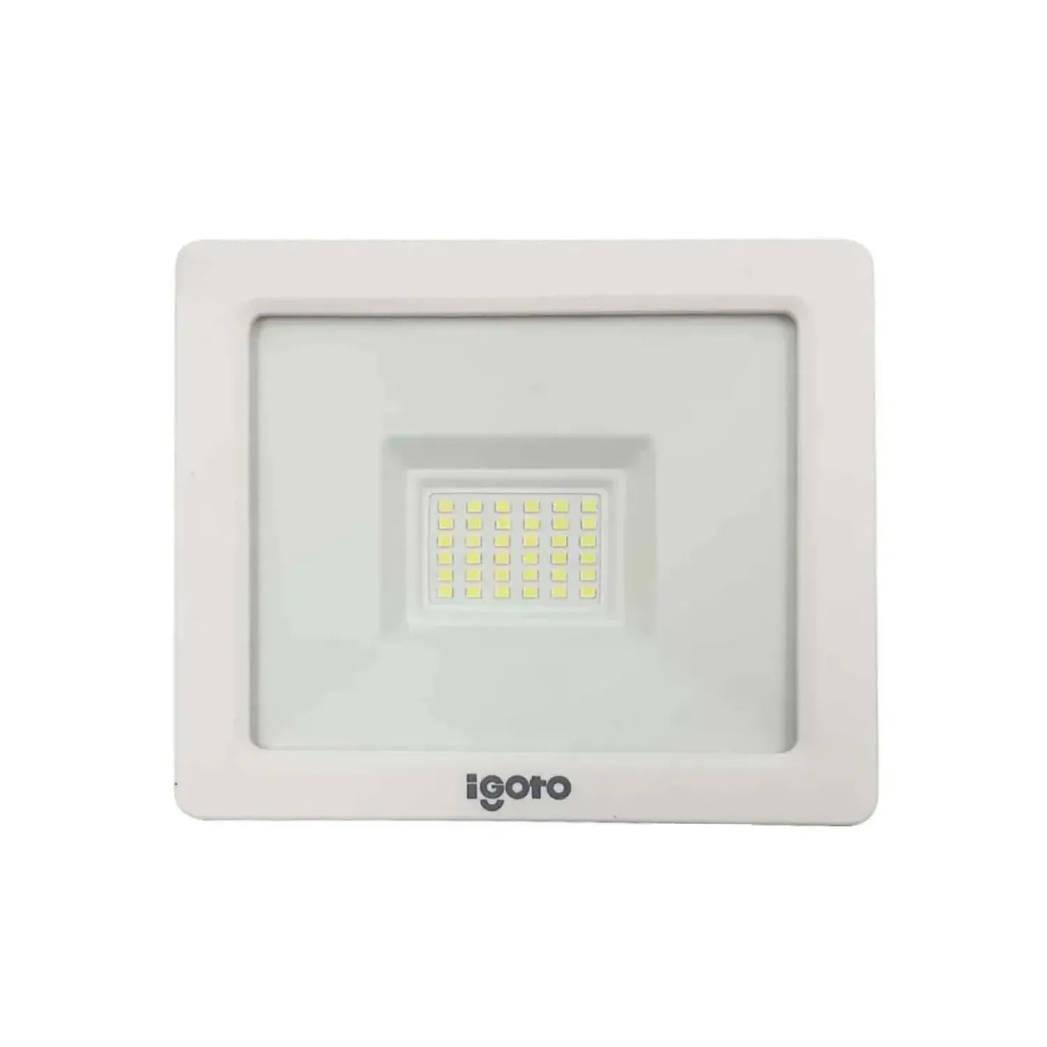 Reflector LED iGoto de 20W luz blanca para exteriores con carcasa resistente en color blanco