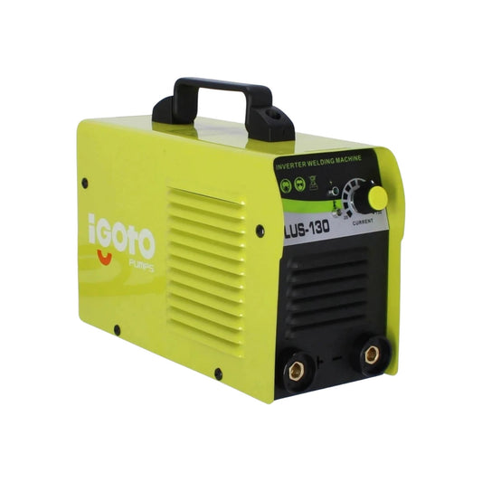 Soldadora inversora Igoto LUS-130 para electrodo, 130A, color verde lima, portátil con asa de transporte.