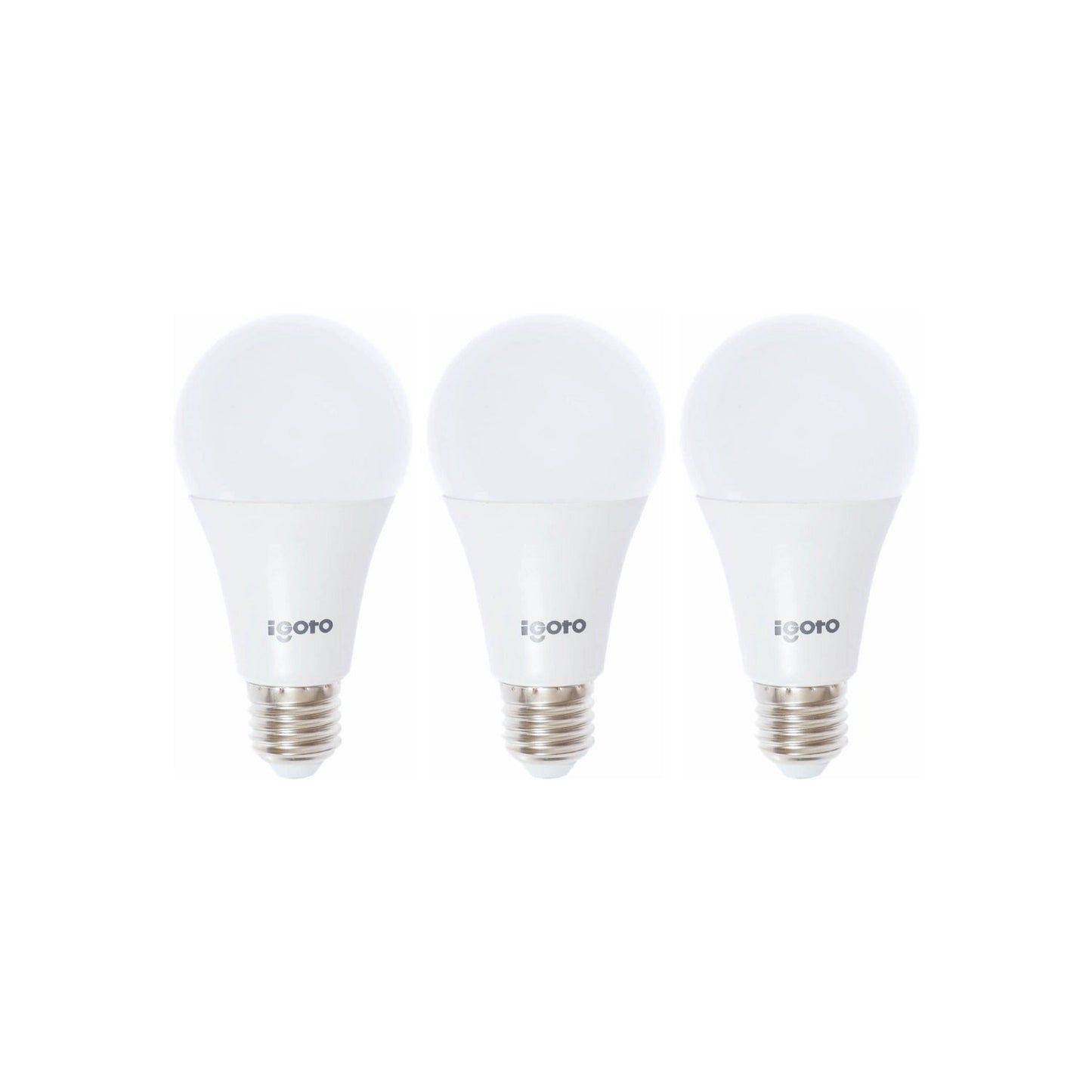 3 focos LED Igoro blancos de bajo consumo, forma bulbo A19, rosca E27, para iluminación general del hogar