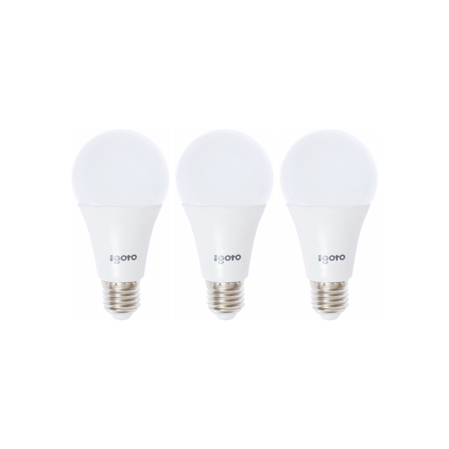 3 focos LED Igoro blancos de bajo consumo, forma bulbo A19, rosca E27, para iluminación general del hogar