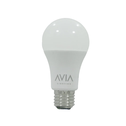 Foco LED blanco AVIA LIGHTING, bombilla A19 con base de rosca E27 para iluminación general.