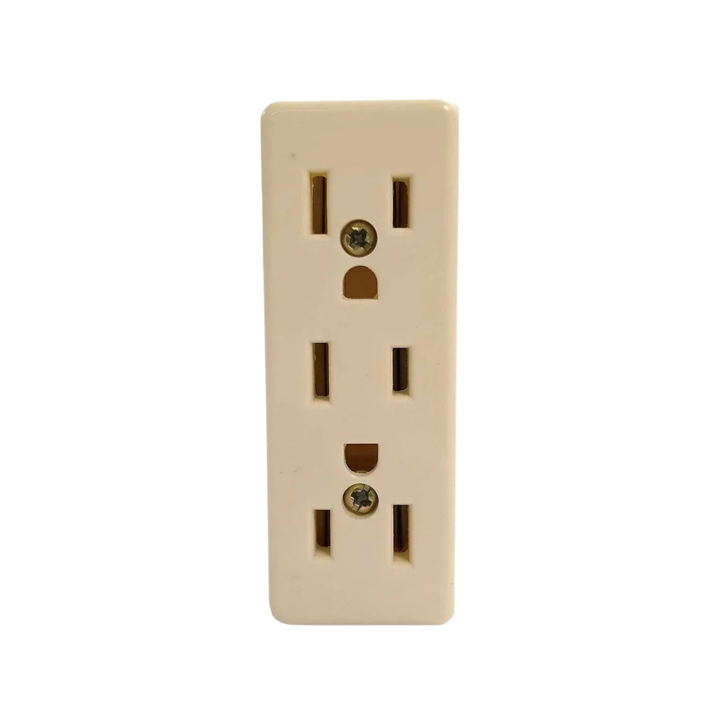 Tomacorriente dúplex con tierra color beige para instalación eléctrica residencial