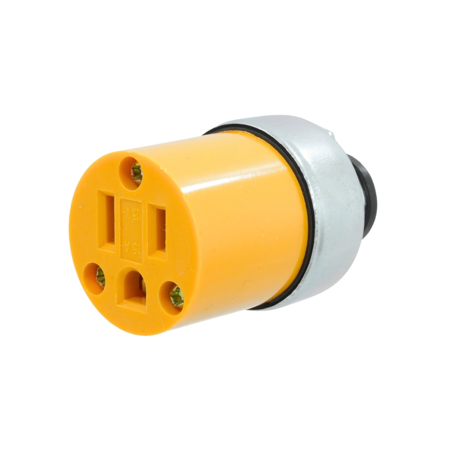Contacto industrial aterrizado hembra 15A 125V amarillo para cables eléctricos
