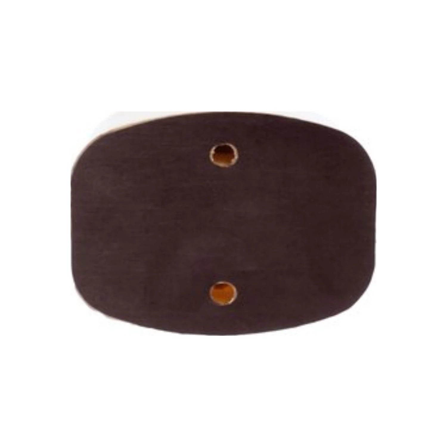 Placa de montaje rectangular marrón oscura, esquinas redondeadas y dos agujeros para tornillos