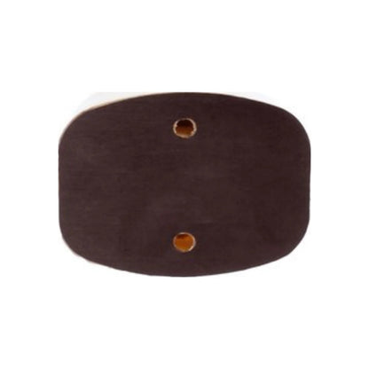 Placa de montaje rectangular marrón oscura, esquinas redondeadas y dos agujeros para tornillos