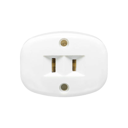 Contacto dúplex blanco de 2 polos para instalaciones eléctricas residenciales, diseño ovalado