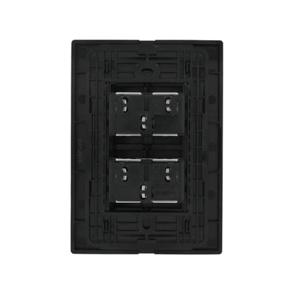 Placa de pared negra Igoto CRIS2014, parte trasera con mecanismo para 2 apagadores de escalera.