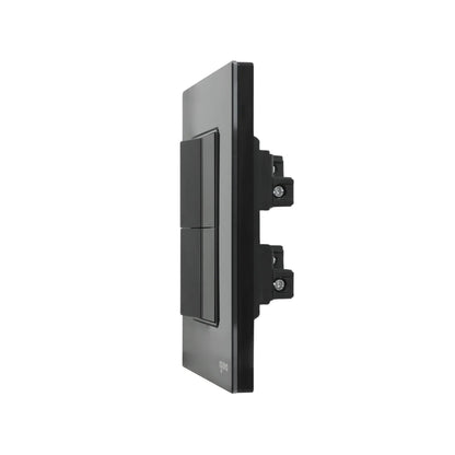 Placa Igoto para dos apagadores de escalera, acabado cristal negro, para instalación eléctrica