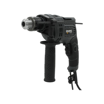 Rotomartillo eléctrico Igoto PRO 1/2 pulgada gris oscuro, con portabrocas de llave y mango auxiliar