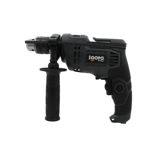 Rotomartillo eléctrico Igoto PRO 700W, taladro percutor 1/2", gris oscuro, con mango auxiliar y medidor de profundidad