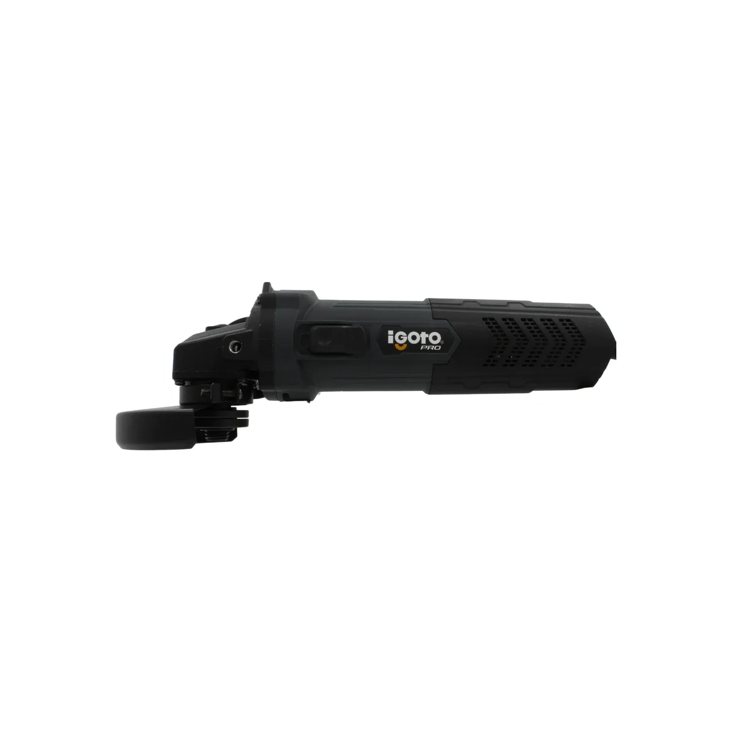 Esmeriladora angular Igoto PRO 4 1/2" 800W, herramienta eléctrica negra para corte y desbaste.