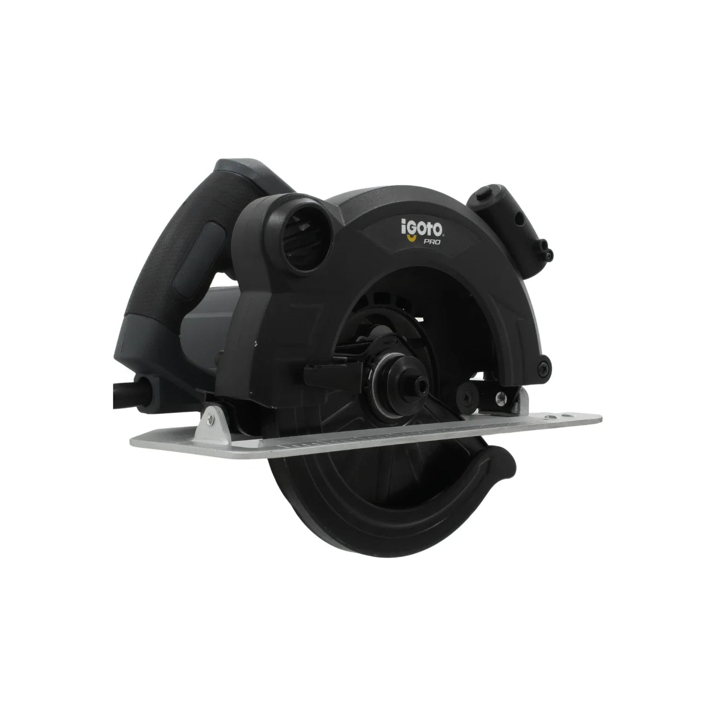 Sierra circular 7 1/2" Igoto PRO negra, herramienta eléctrica para cortes rectos y precisos en madera.