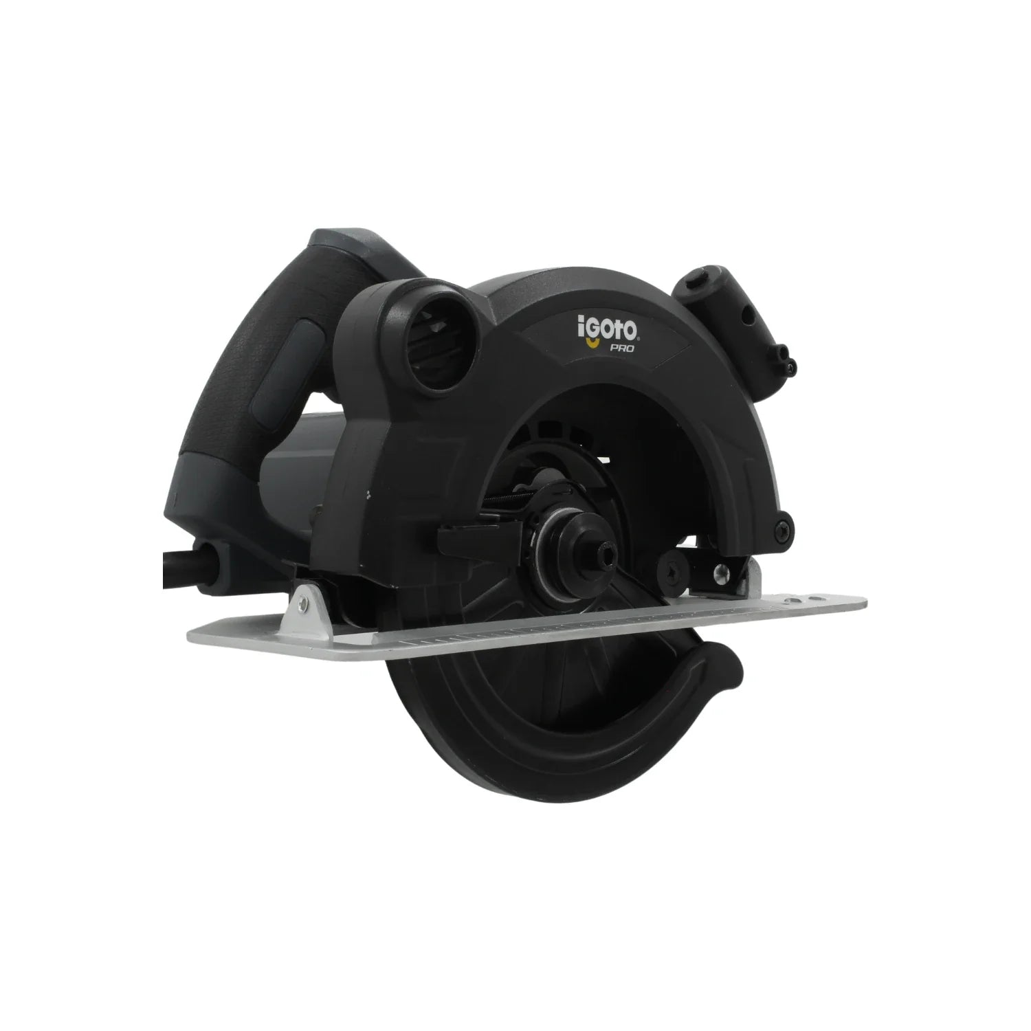 Sierra circular 7 1/2" Igoto PRO negra, herramienta eléctrica para cortes rectos y precisos en madera.