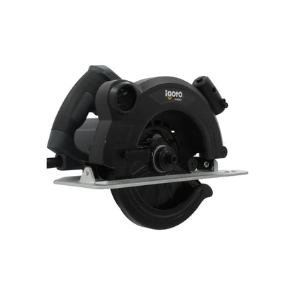 Sierra circular 7 1/2" Igoto PRO negra, herramienta eléctrica para cortes rectos y precisos en madera.