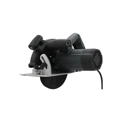 Sierra circular eléctrica 1500W gris oscuro para corte de madera, disco 7 1/2", base ajustable.