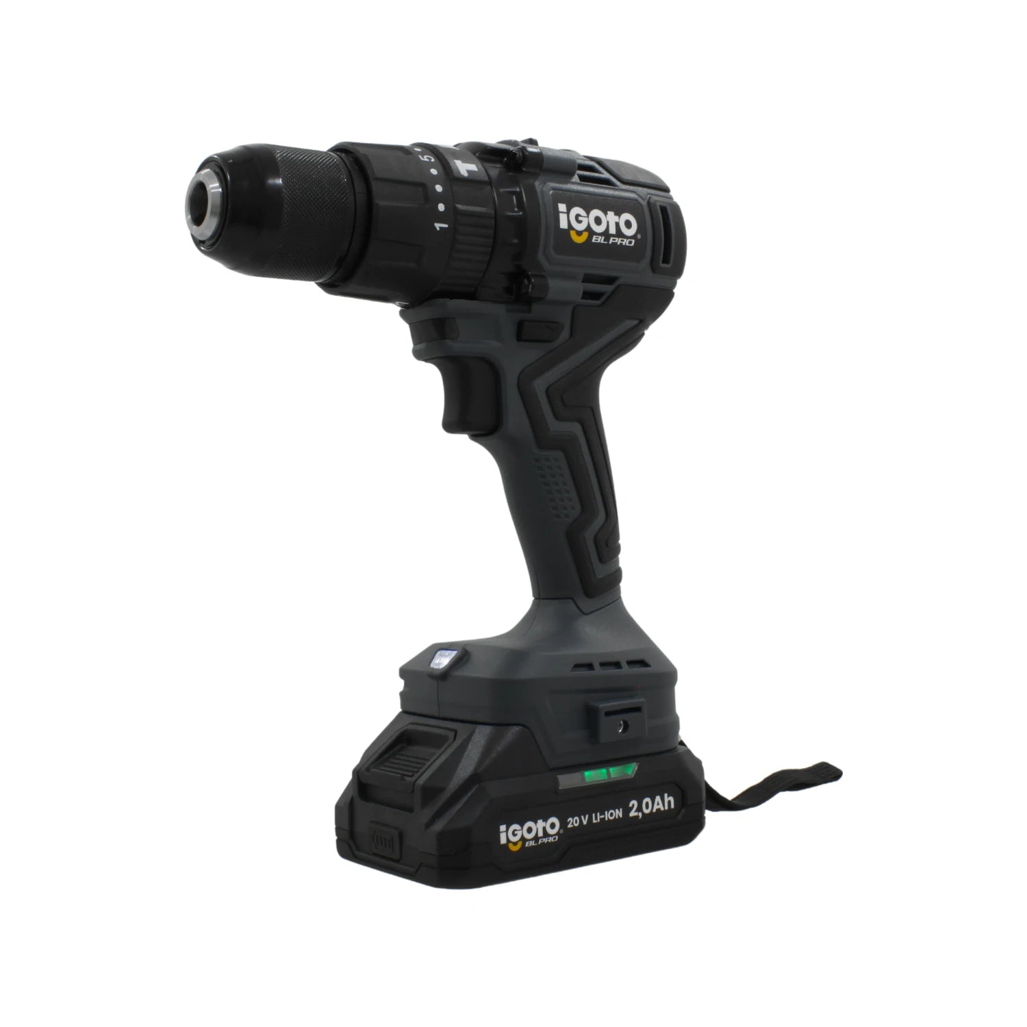 Atornillador inalámbrico Igoto BL PRO gris oscuro 20V Li-Ion 2.0Ah con ajuste de torque.