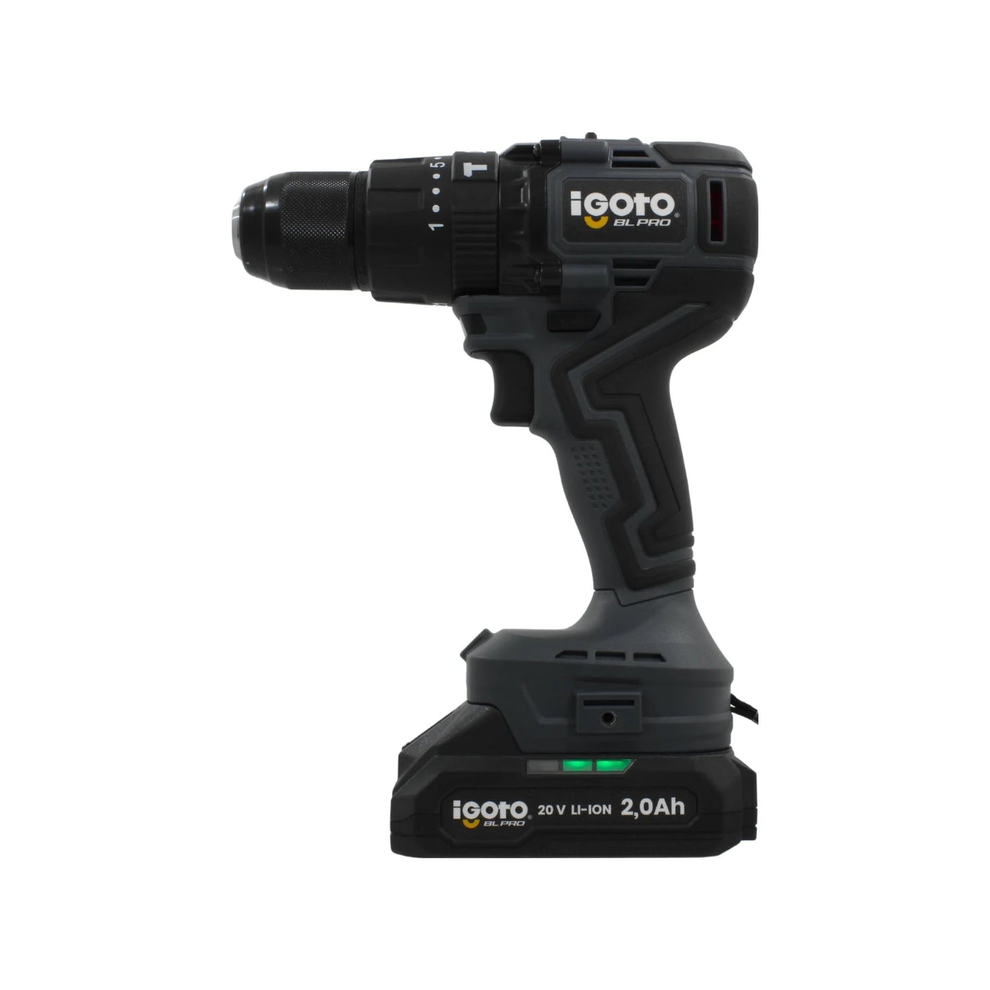 Atornillador taladro inalámbrico IGOTO BL PRO 20V 1/2" batería Li-ion 2.0Ah gris