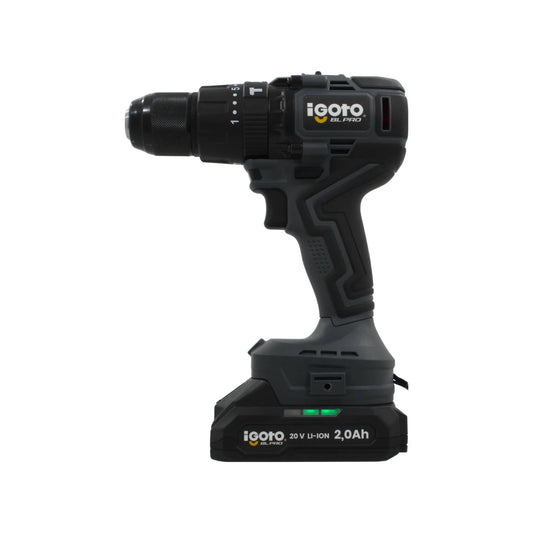 Atornillador taladro inalámbrico IGOTO BL PRO 20V 1/2" batería Li-ion 2.0Ah gris