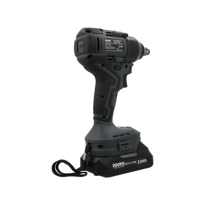 Llave de impacto Igoto inalámbrica 20V BL PRO, batería de litio 2.0Ah, color gris oscuro