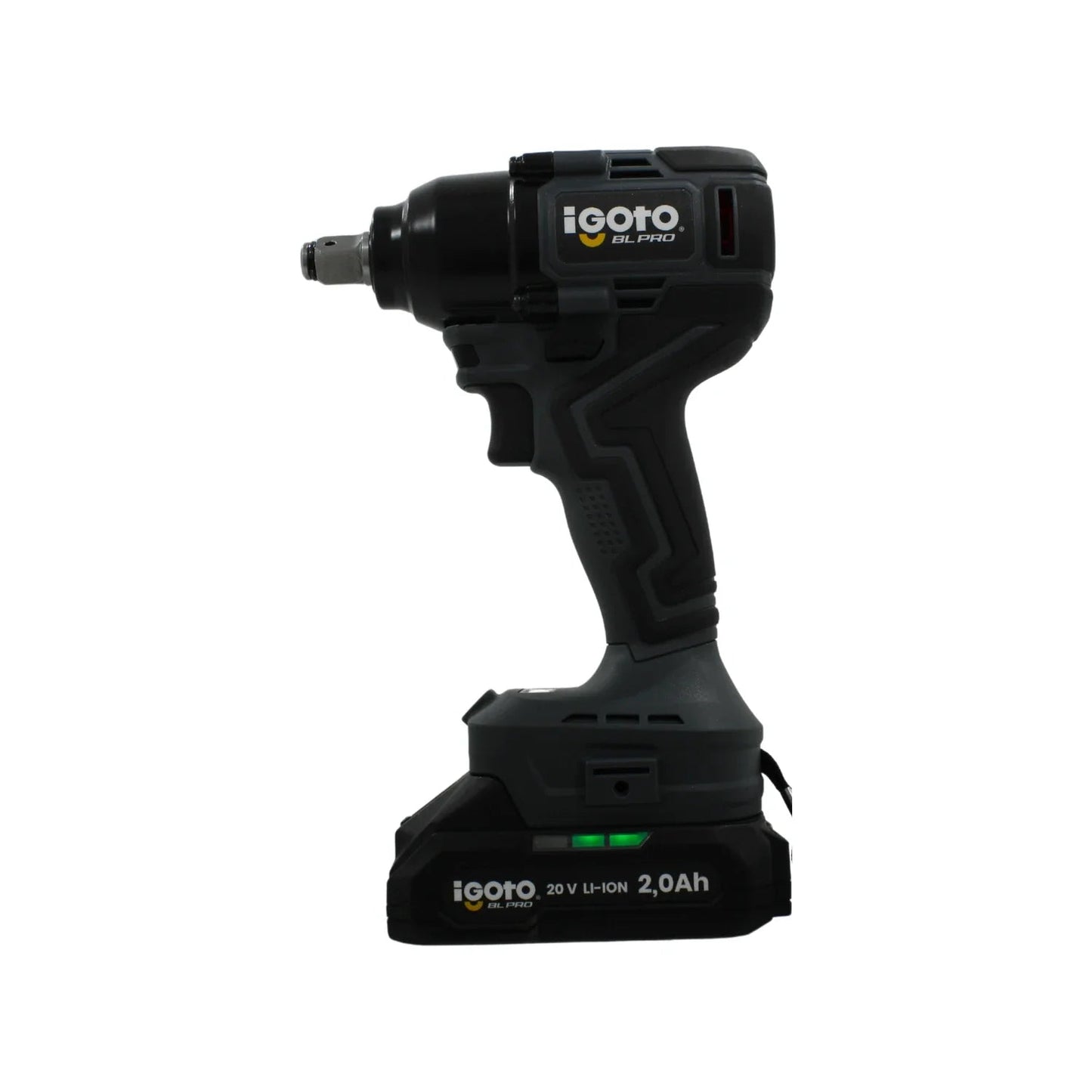 Llave de impacto inalámbrica Igoto BL PRO 20V Li-Ion 2.0Ah, herramienta eléctrica profesional gris oscuro