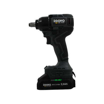 Llave de impacto inalámbrica Igoto BL PRO 20V Li-Ion 2.0Ah, herramienta eléctrica profesional gris oscuro