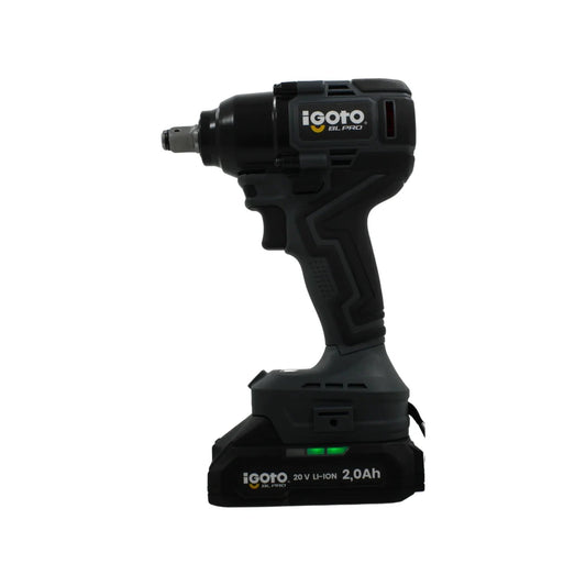 Llave de impacto inalámbrica Igoto BL PRO 20V Li-Ion 2.0Ah, herramienta eléctrica profesional gris oscuro