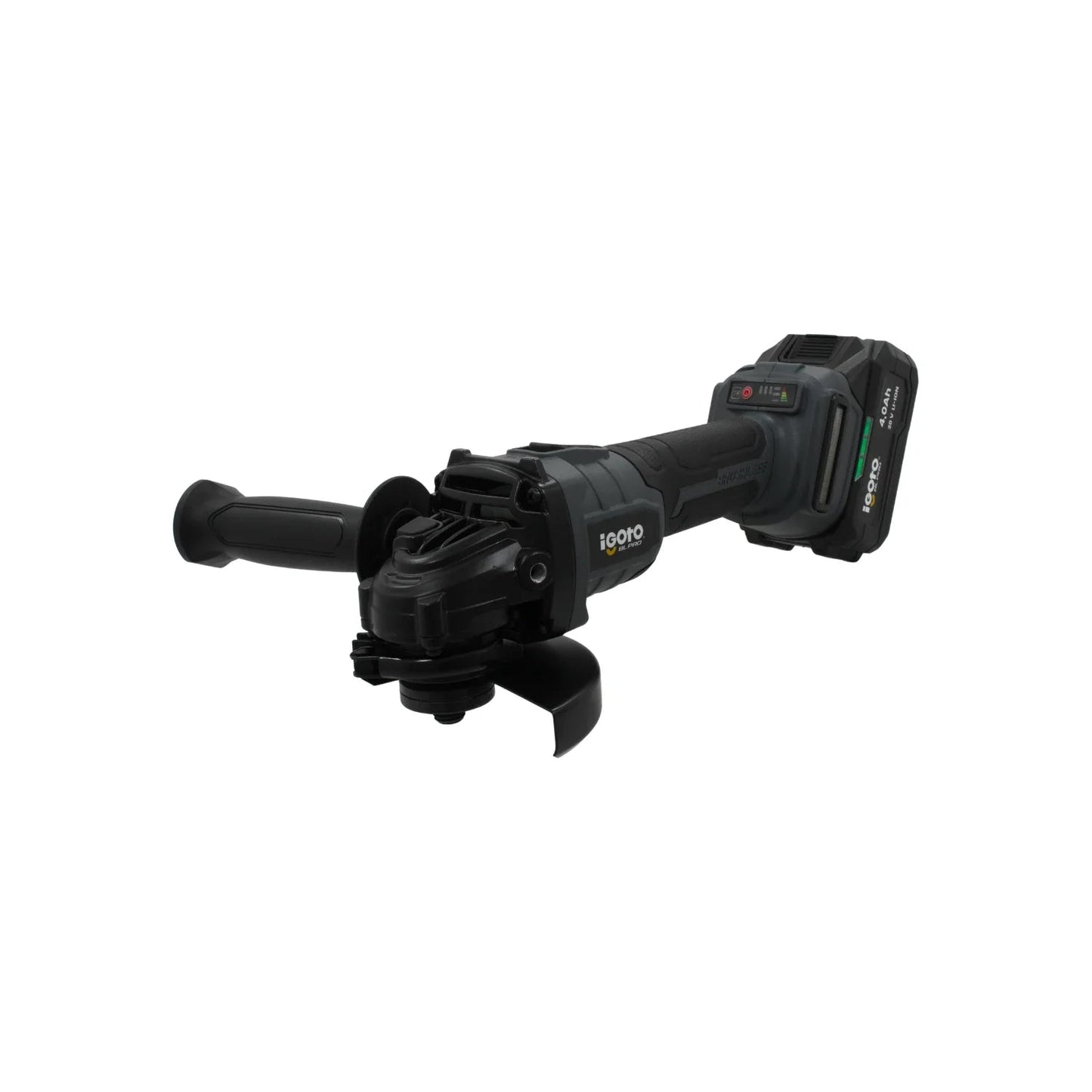 Esmeriladora inalámbrica Igoto BL PRO 20V con batería de litio 4.0Ah, negra para corte y desbaste.