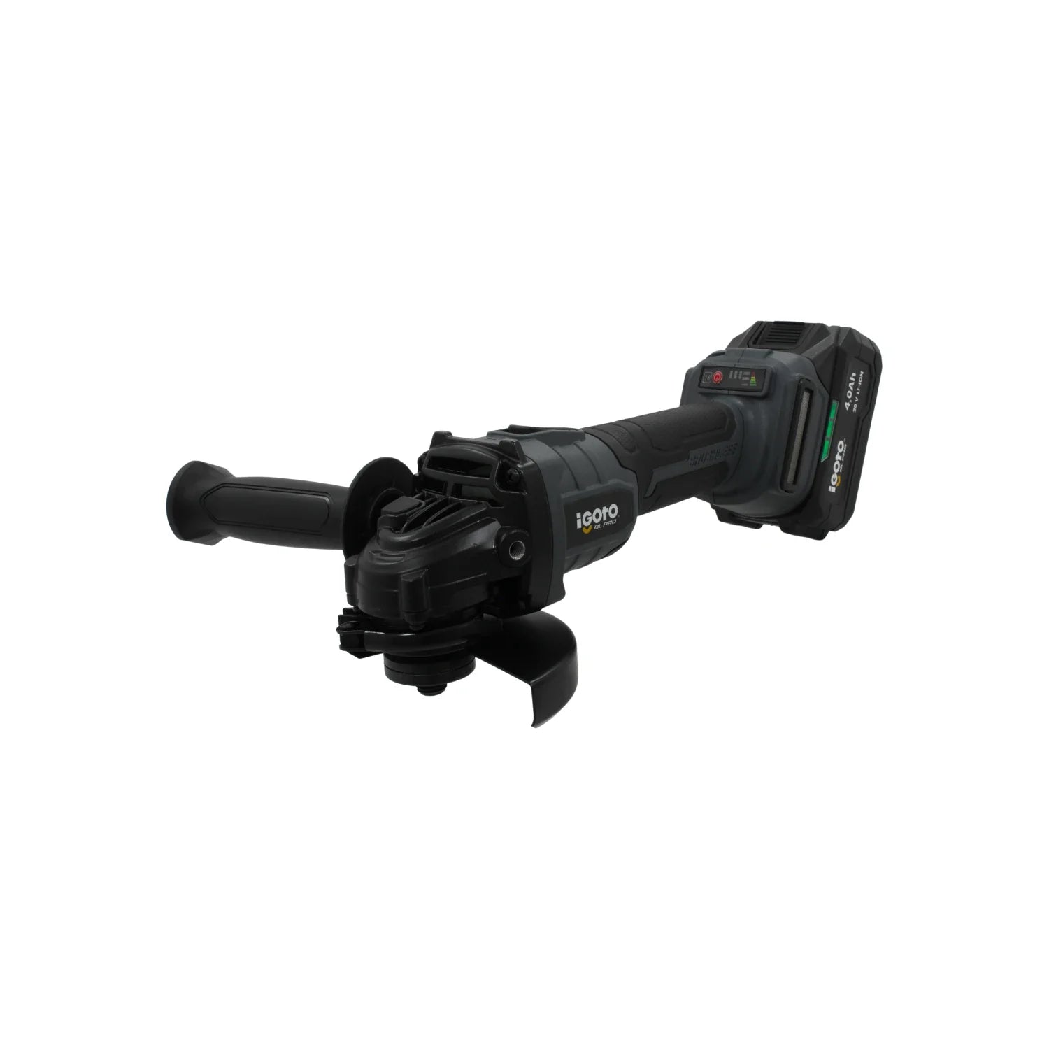 Esmeriladora inalámbrica Igoto BL PRO 20V con batería de litio 4.0Ah, negra para corte y desbaste.