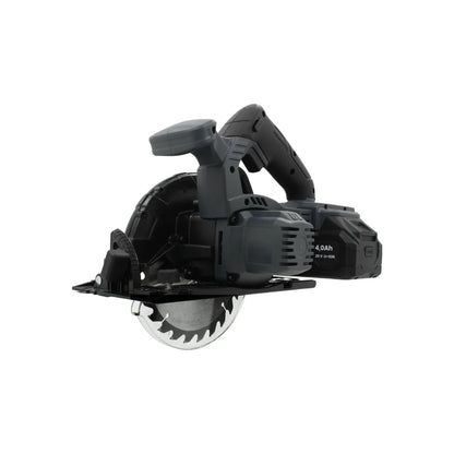 Sierra circular inalámbrica 20V con batería de litio 4.0Ah, herramienta de corte portátil gris oscuro.