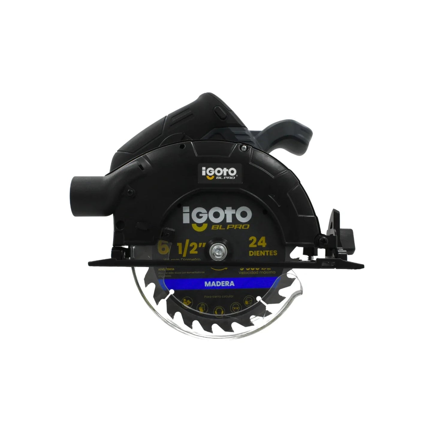 Sierra circular inalámbrica Igoto BL PRO negra 20V 6 1/2 pulgadas 24 dientes para madera