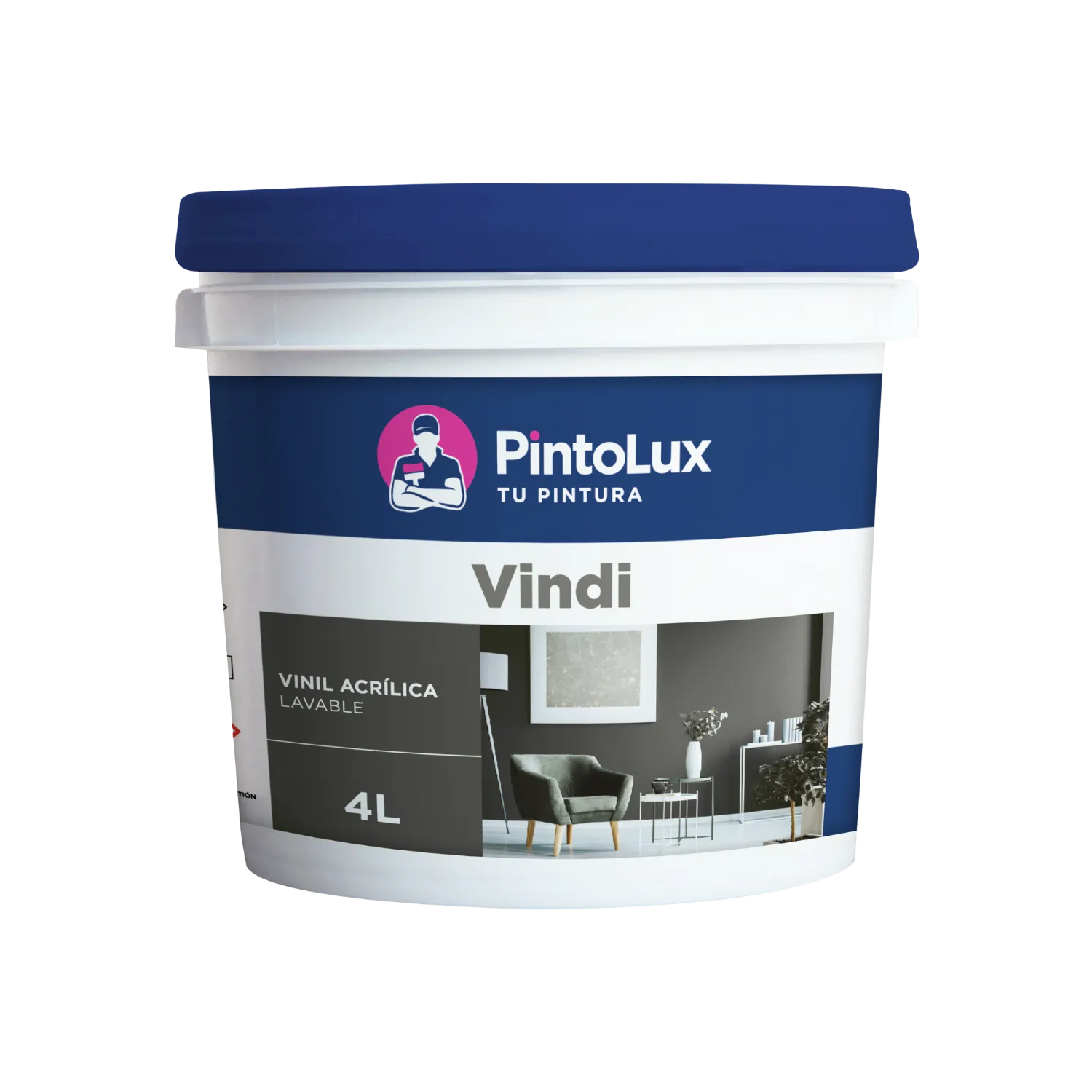 PintoLux Vindi pintura vinílica acrílica lavable negra satinada 4L para paredes interiores