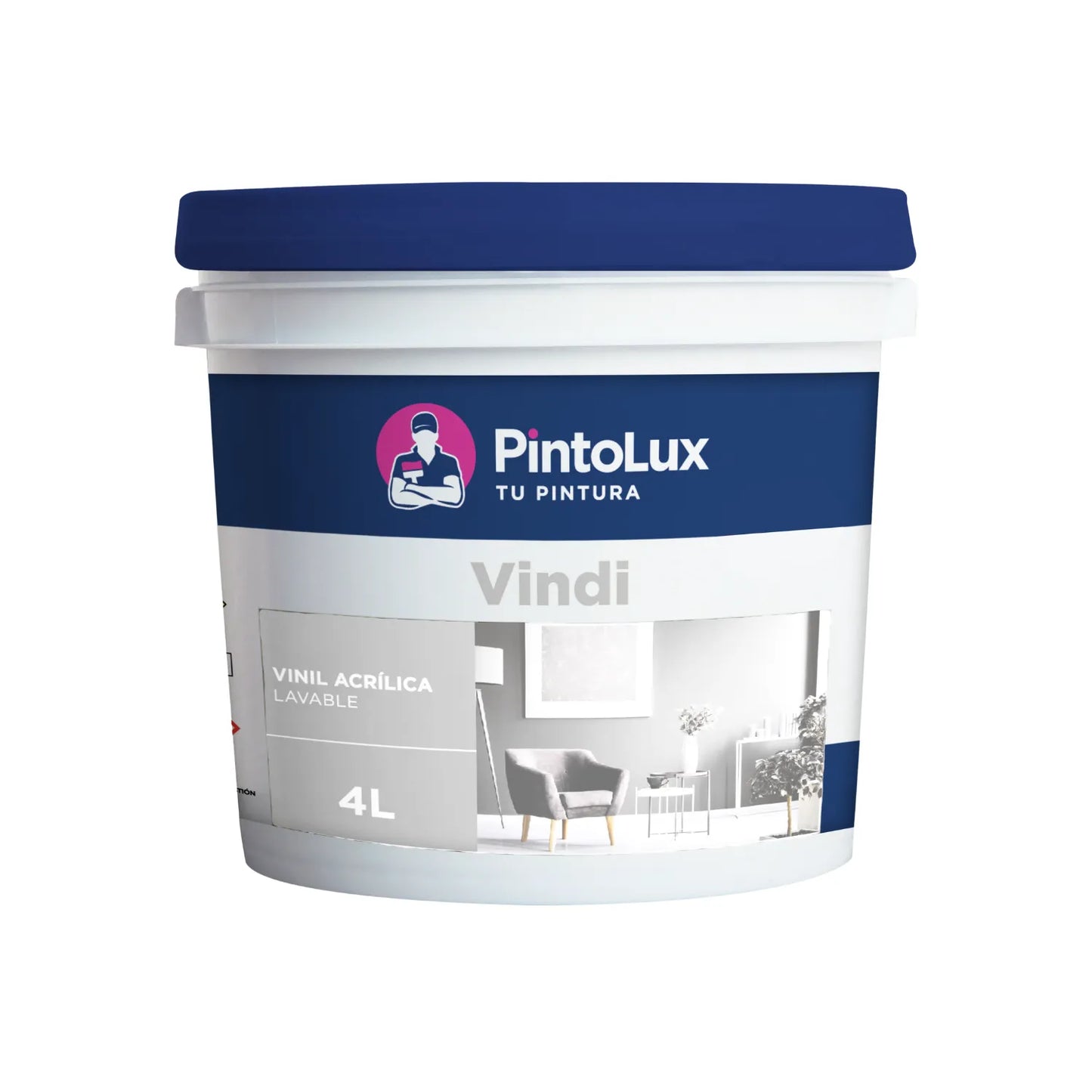 Pintura vinílica acrílica lavable blanca Pintolux Vindi 4L para paredes y cielos interiores