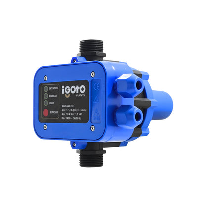 Presostato digital Igoto AMC-10 azul para bomba de agua, presión 17-36 psi, 1.1 kW