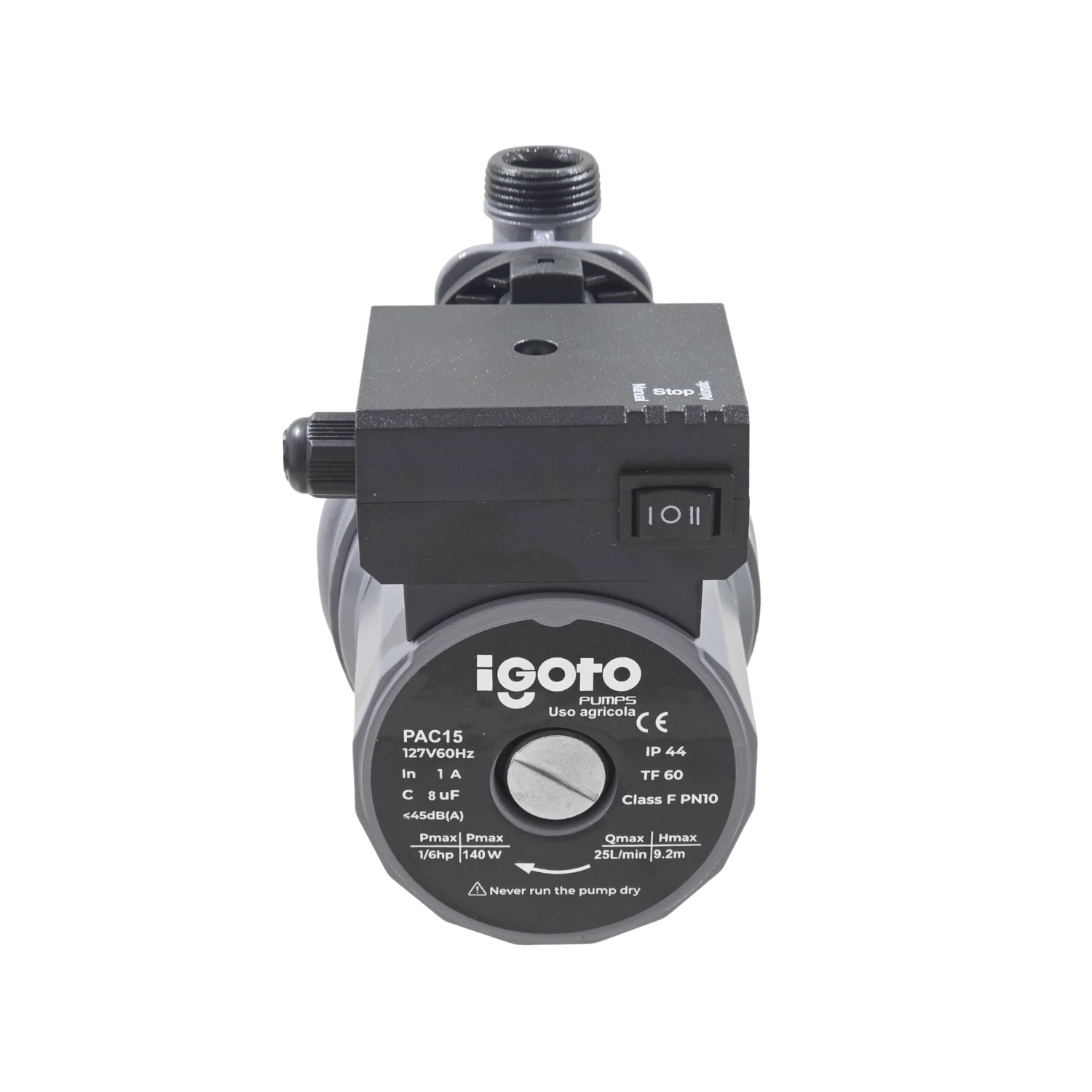 Presurizador de agua Igoto PAC15 1/6 HP negro y gris para uso agrícola, 25L/min