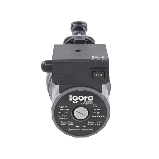 Presurizador de agua Igoto PAC15 1/6 HP negro y gris para uso agrícola, 25L/min