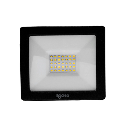 Reflector LED cuadrado Igoto negro, luz blanca, para iluminación exterior