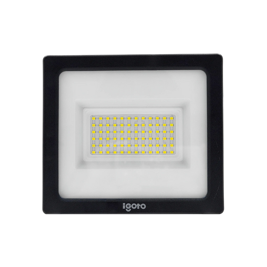 Reflector LED 50W Igoto negro para exterior, iluminación potente y eficiente