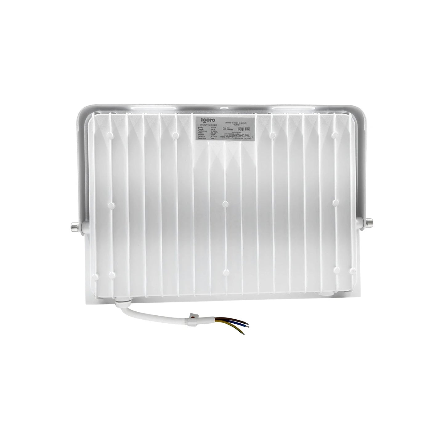Reflector LED Igoto 150W blanco con aletas disipadoras de calor y cable de conexión, para iluminación exterior
