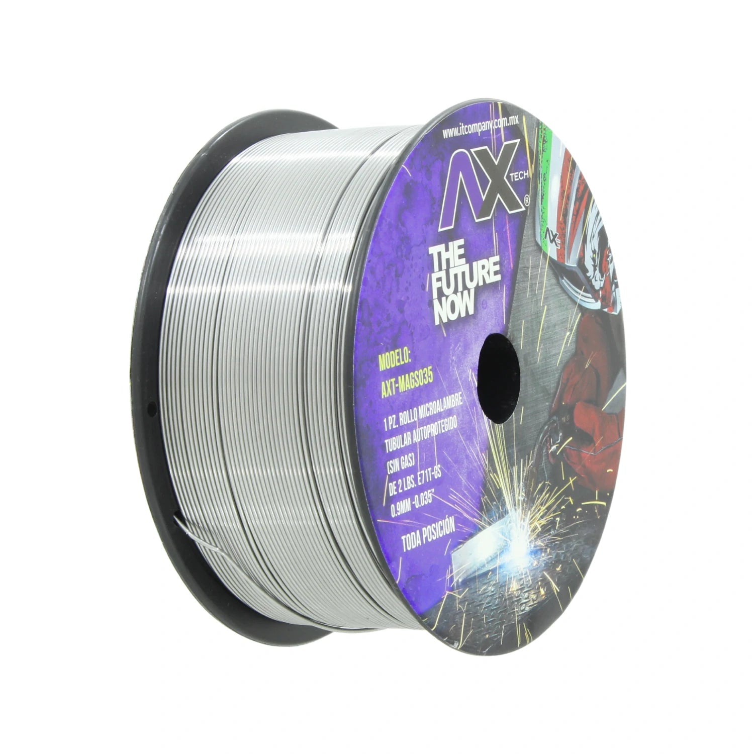 Microalambre tubular Axtech AXT-MAGS035 0.035" (0.9mm) sin gas 2 lbs para soldar toda posición