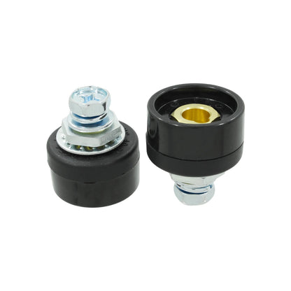 Par de bornes conectores eléctricos macho y hembra, color negro, para cableado 3/8