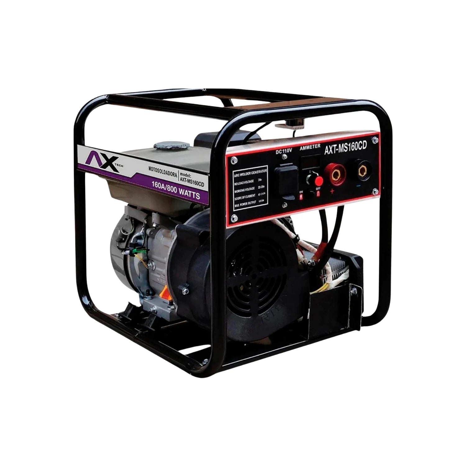 Motosoldadora AXTECH AXT-MS160CD 160A 800W, generador de soldadura portátil con motor a gasolina