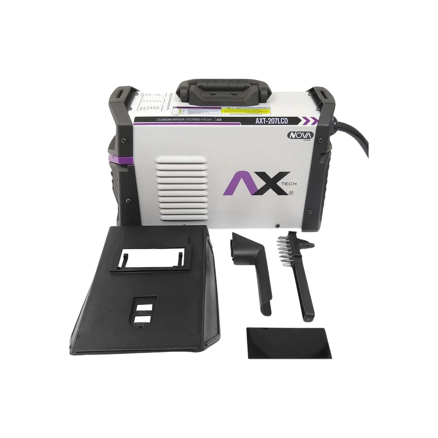 Soldadora inversora Axtech AXT-207LCD 200A para electrodo y TIG Lift blanca con careta y accesorios