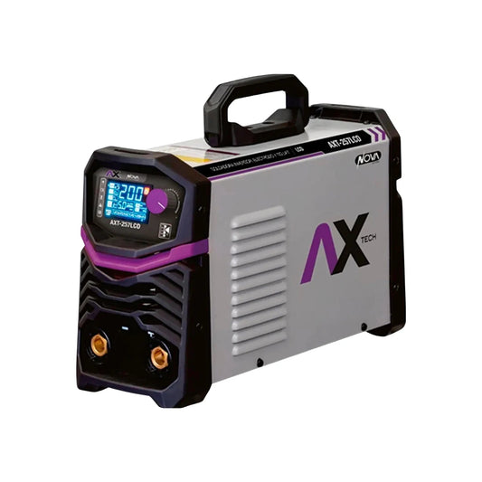 Soldadora inversora Axtech Nova, color gris y morado, pantalla LCD para electrodo y TIG, 200A, portátil