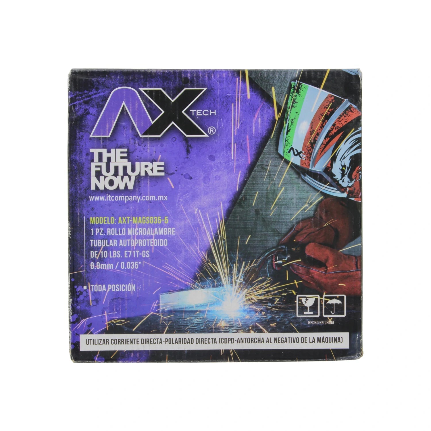 Microalambre tubular Axtech 0.035" (10 lbs) autoprotegido para soldar sin gas AXT-MAGS035-5