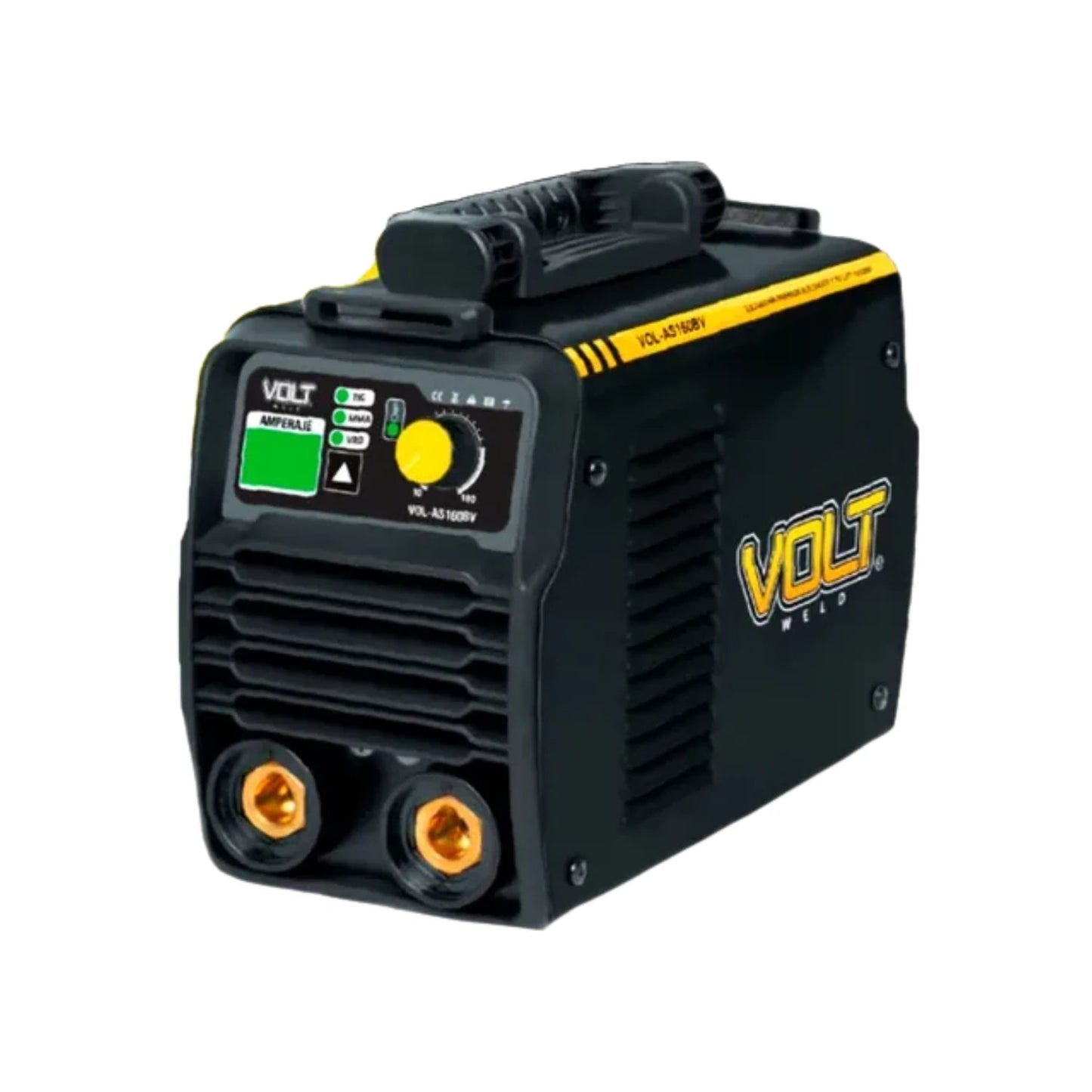 Soldadora inversora Volt VOL-AS160BV negra y amarilla 160A con display digital para TIG-LIFT y electrodo